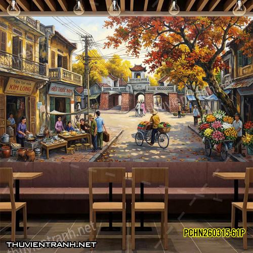 Tranh dán tường Phố cổ Hà Nội, Phố xưa - -PCHN260315-61P - Tranh tường chất lượng cao